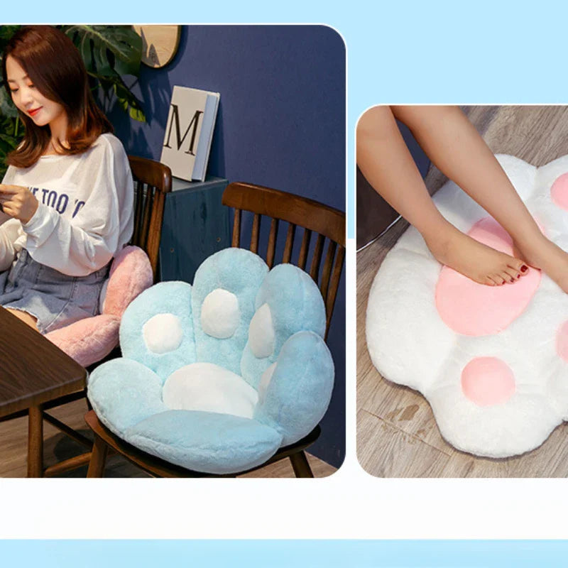 Plush Cat Paw Chair Cushion - Paw-Shaped Seat Pad for Chair, Floor & Bed