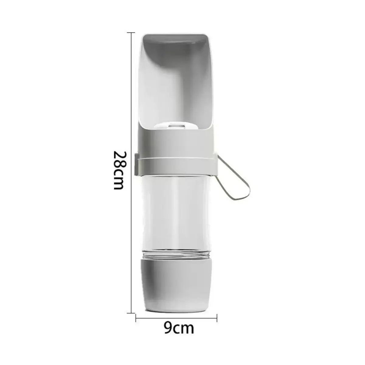 Portable 500ml (16.9 fl oz) Pet Water Bottle with Food Storage & Foldable Bowl - Travel Feeder for Dogs & Cats