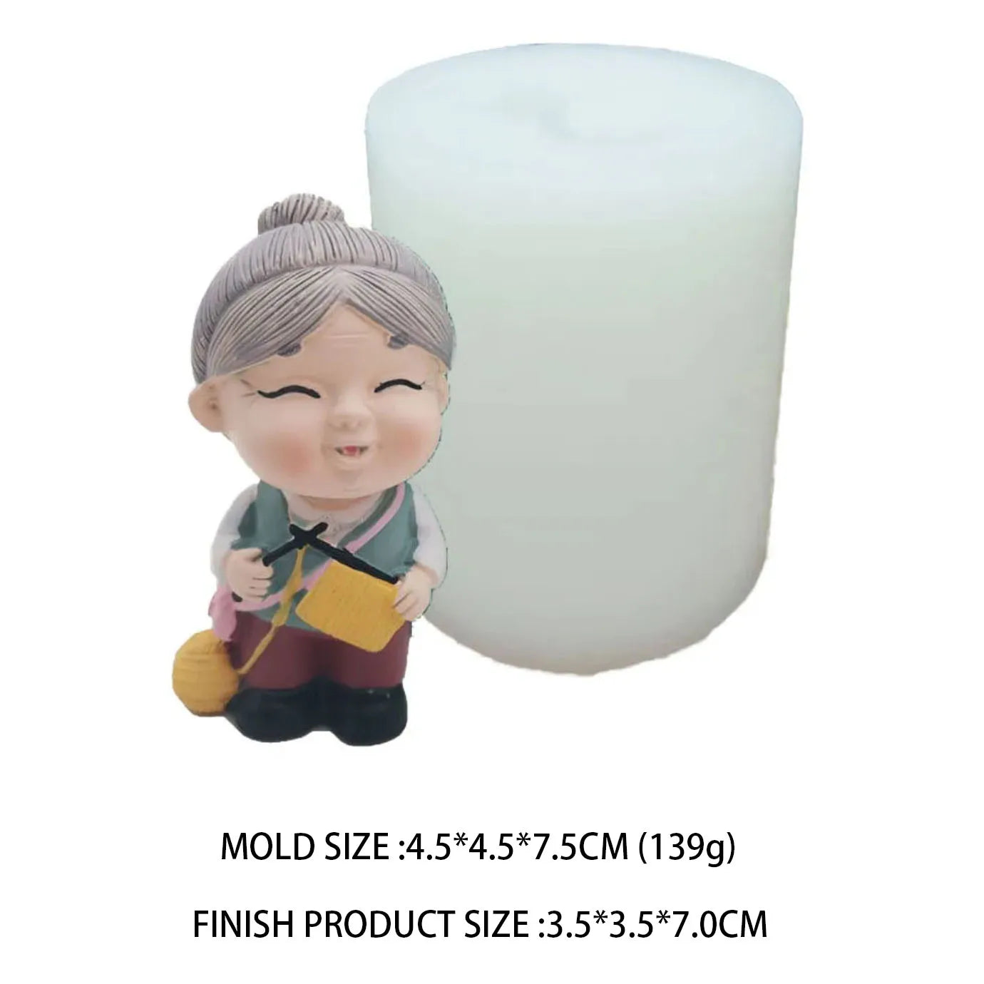 3D Grandpa & Grandma Silicone Mold – Longevity Elder Figurine for Candles, Resin, Soap & Cake Decorating
