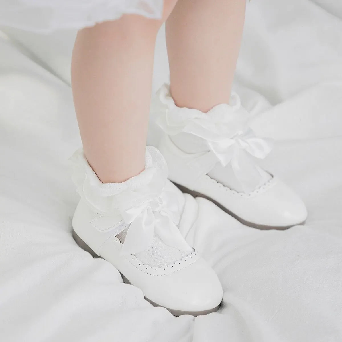 Baby Girl Mary Jane Shoes – Leather Bow Ballet Flats, Non-Slip Rubber Sole, Infant 0-12 Months