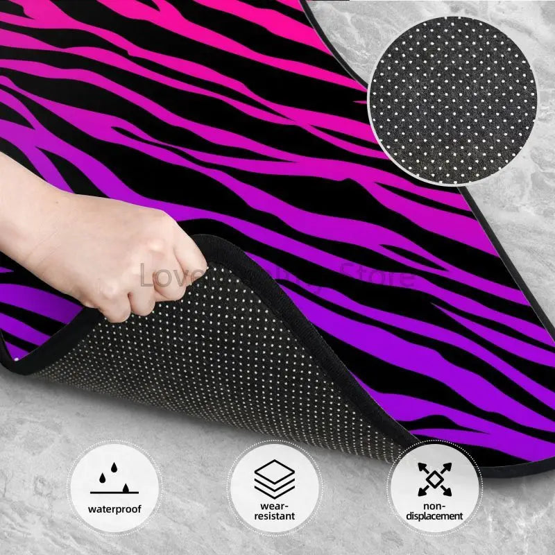 Zebra Stripe Car Floor Mats 4-Piece Non-Slip All-Weather Universal Mats for Sedan SUV