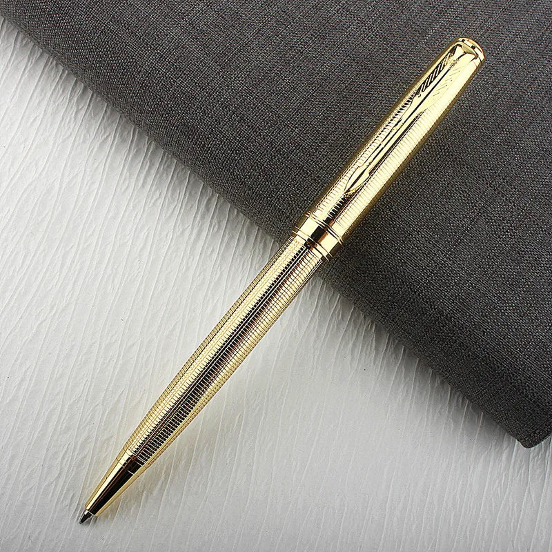 Luxury Metal Rollerball Pen 0.7mm Blue Ink - Gold Steel Signature Pen for Office & School