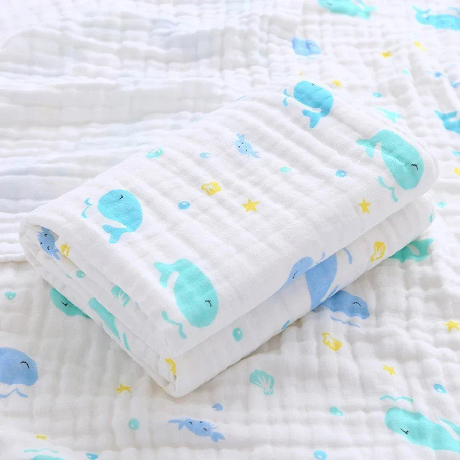 4-Layer Cotton Gauze Baby Bath Towel & Swaddle Blanket 70 x 90 cm (27.6 x 35.4 in) – Soft Newborn to Toddler Washcloth