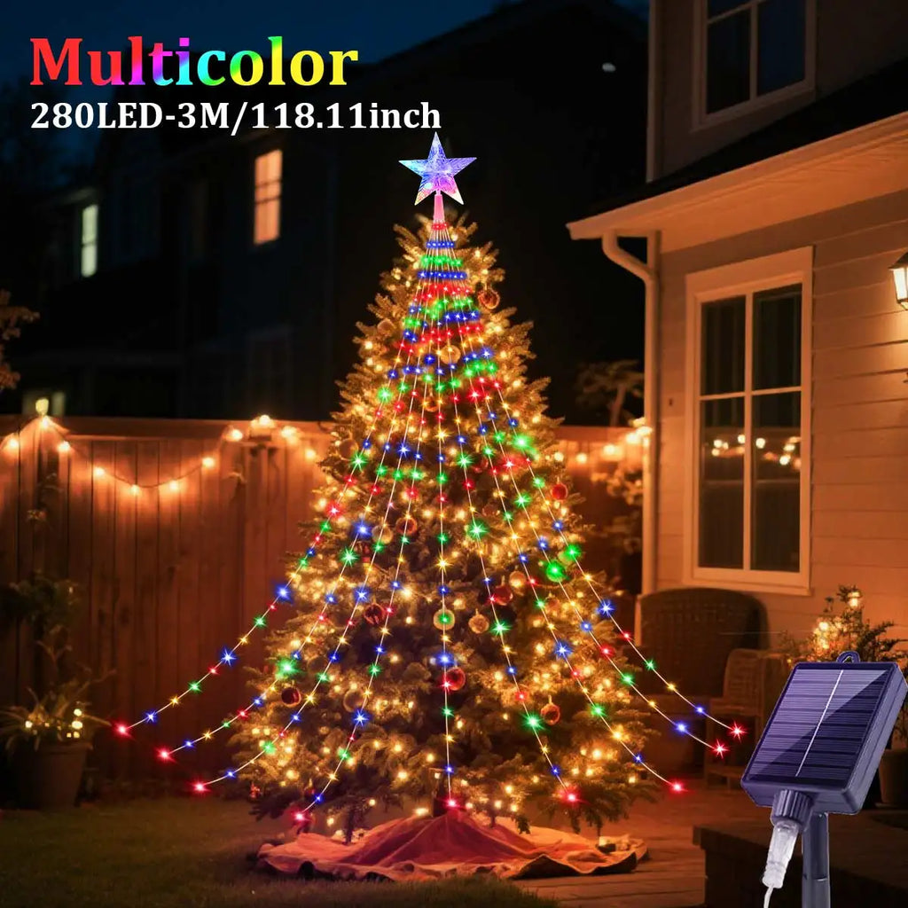 Solar Star String Lights 2m/3m (6.6/9.8 ft) IP67 Waterproof 8-Mode Warm White and Multicolor Outdoor Christmas Wedding Fairy Lights