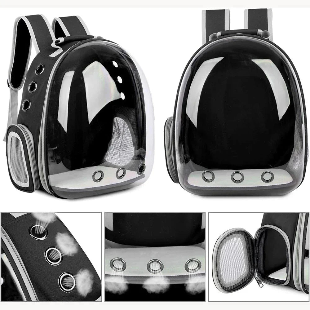 Transparent Bubble Pet Carrier Backpack for Cats & Small Pets, Breathable Travel Carrier with Zipper