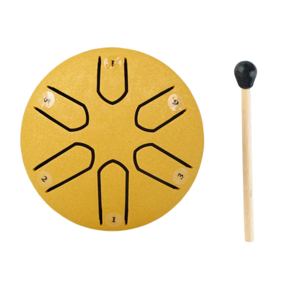 3-Inch (7.6 cm) 6-Tone Steel Tongue Drum - Mini Handpan with Drumstick, Beginner-Friendly Percussion Set