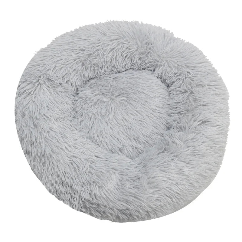 Round Plush Pet Bed, Washable Cozy Dog & Cat Sofa, Winter Warm, Multiple Sizes 16–35 in (40–90 cm)