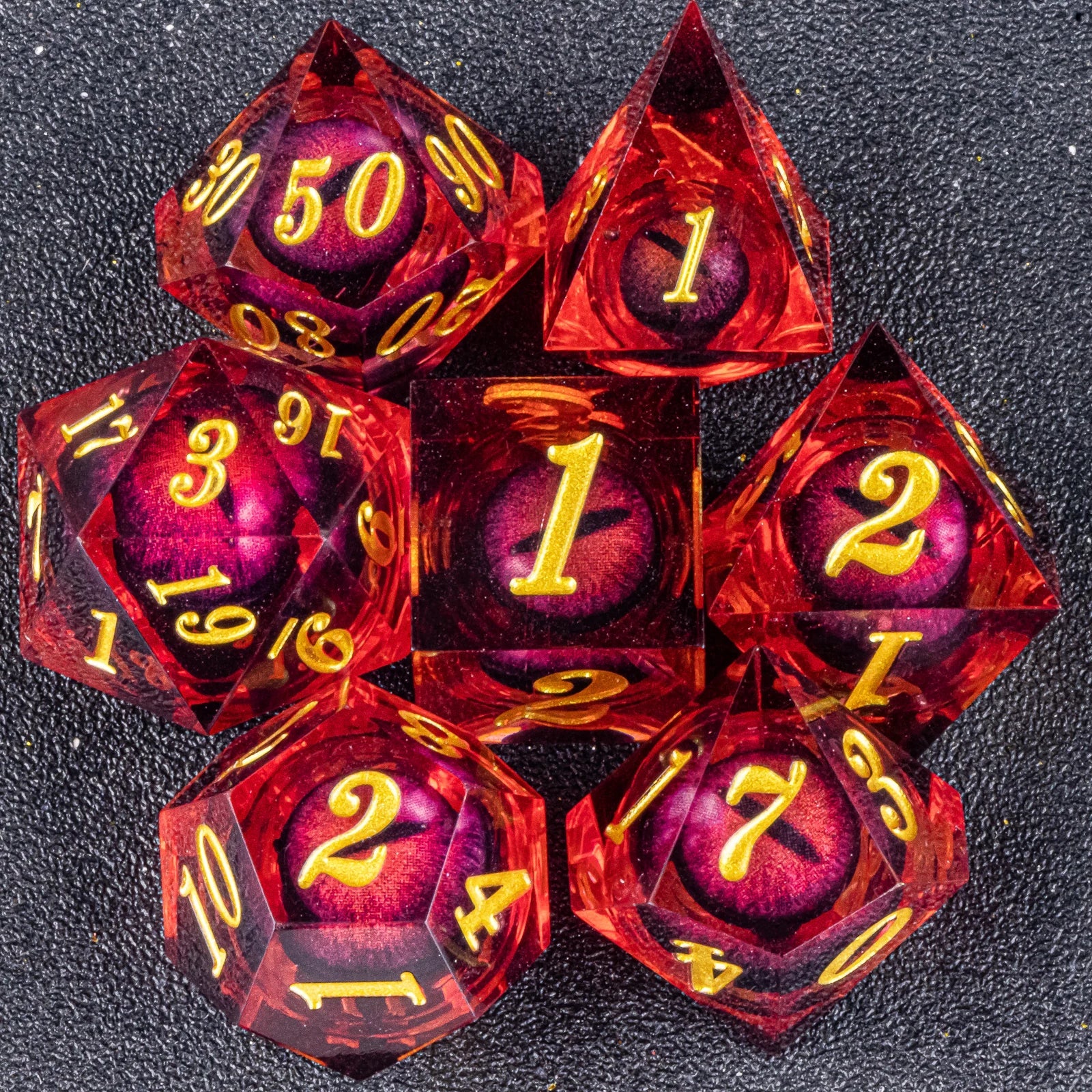 Handmade Resin 7-Piece D20 Polyhedral Dice Set for Dungeons & Dragons & Tabletop RPGs
