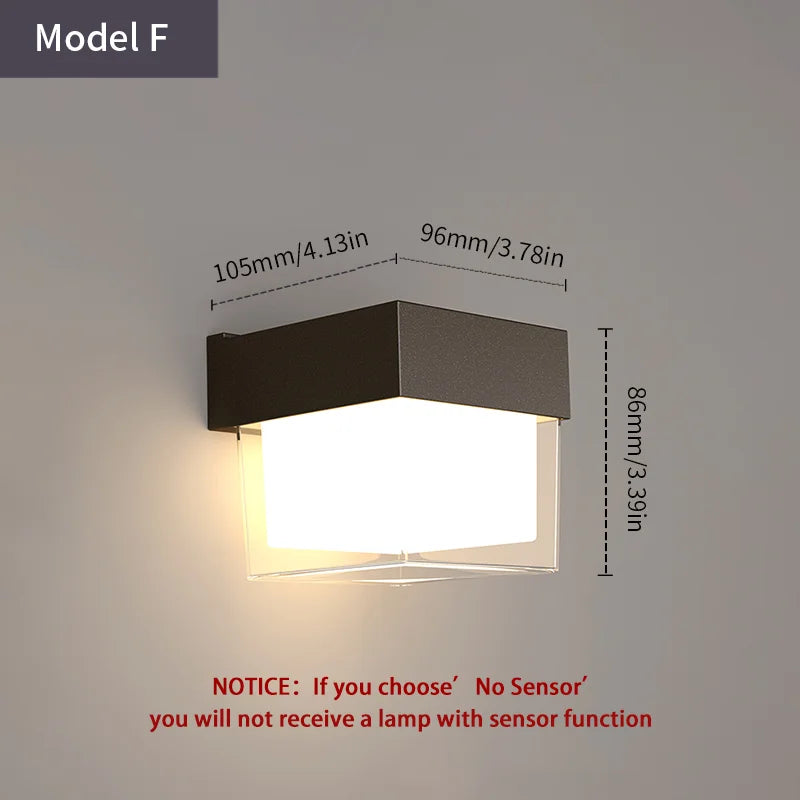 LED Outdoor Wall Light with Radar Motion Sensor - Waterproof Modern Porch & Garden Lamp AC85-265V