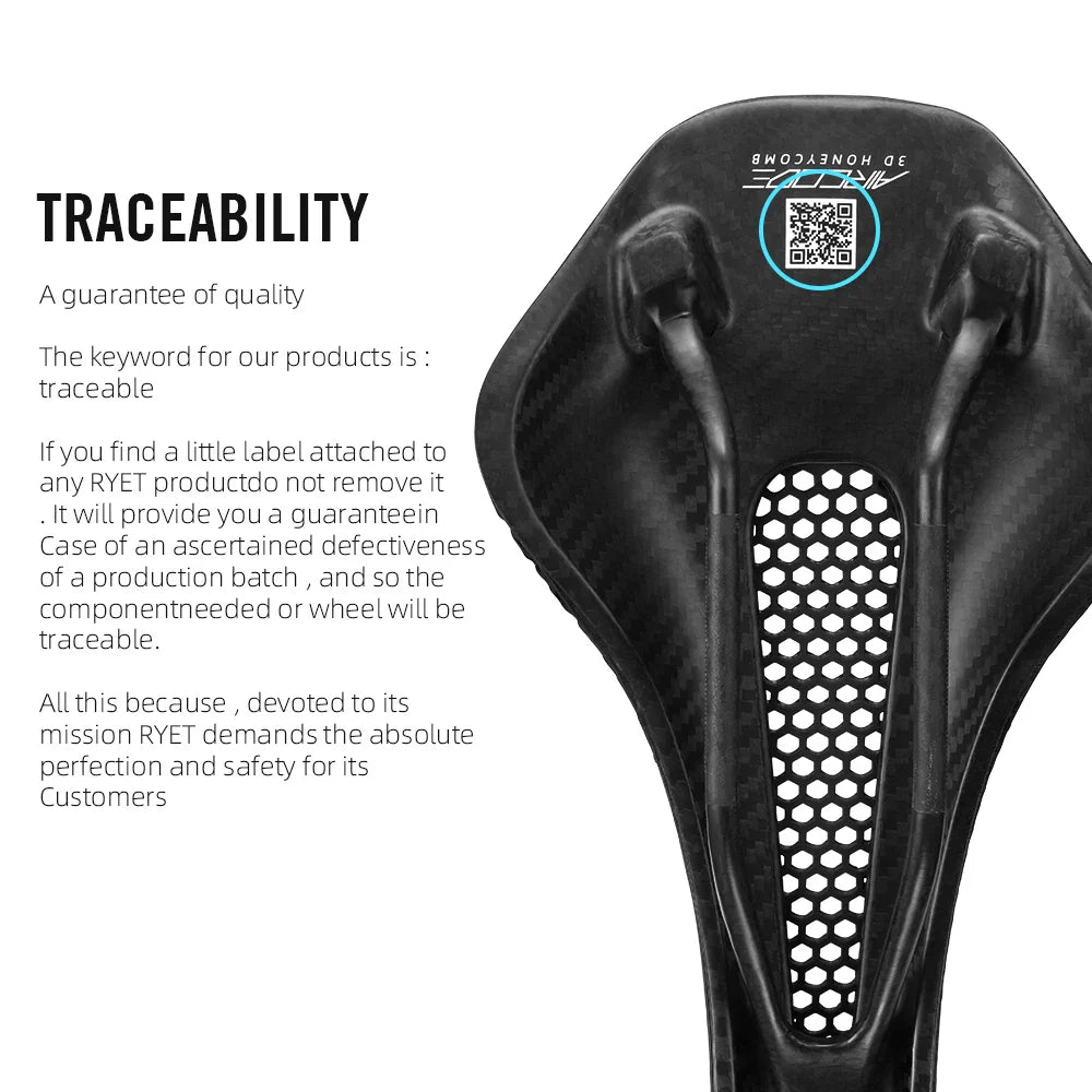 Full Carbon 3D-Printed Bike Saddle – Ultralight Breathable Honeycomb Road & MTB Seat