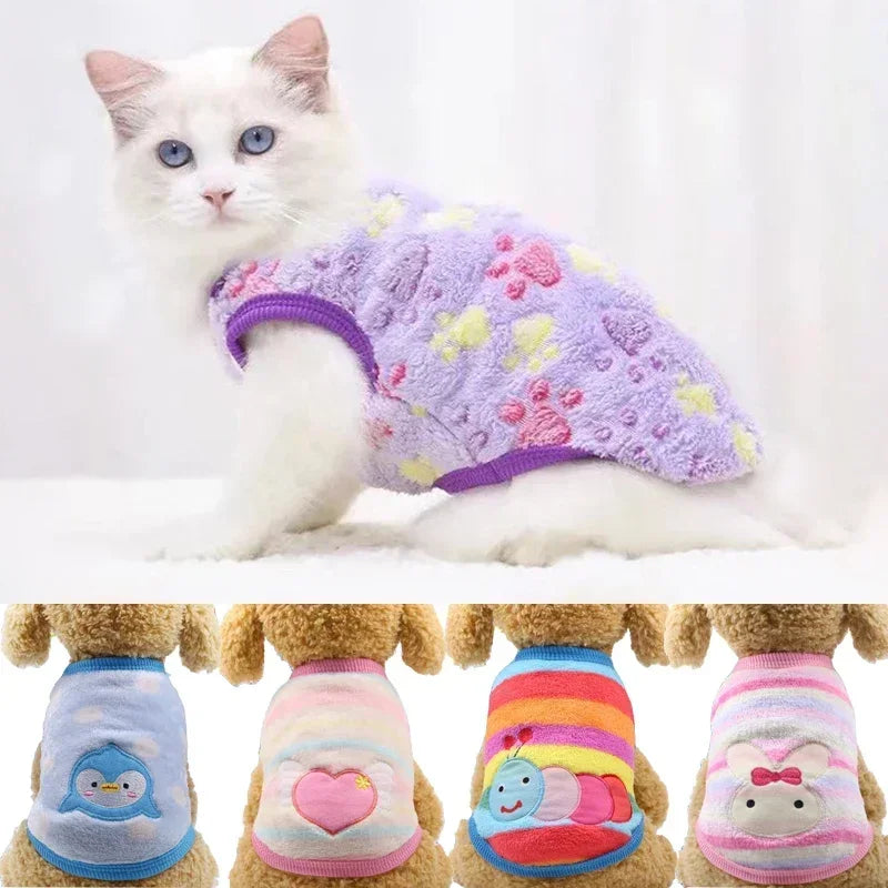 Cartoon Fleece Pet Sweater – Winter Warm Dog & Cat Coat (XXS-XL)