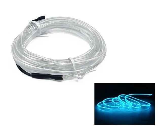 Car Interior LED EL Neon Strip - Flexible Ambient Auto Light for DIY 1/3/5/10M (3.3/9.8/16.4/32.8 ft)
