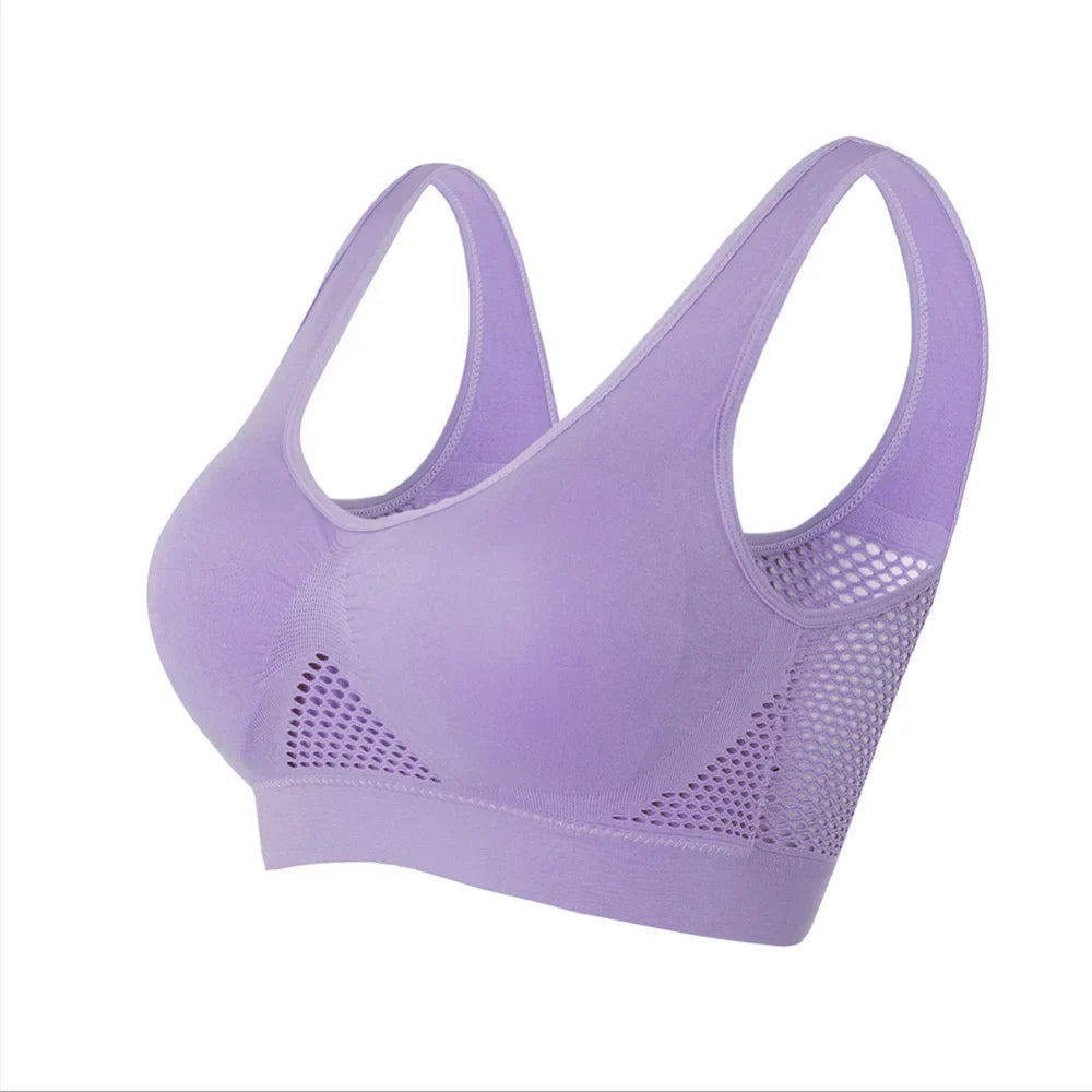 Seamless Mesh Plus Size Sports Bra Wireless Shockproof Breathable Yoga and Gym Crop Top Up to 6XL