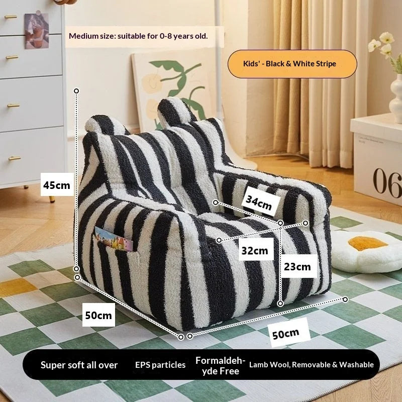 Lamb Fleece Kids Sofa Chair - Portable Cartoon Baby Armchair for Infants & Toddlers