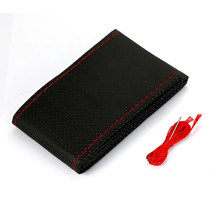PU Leather Steering Wheel Cover with Needles & Thread - Anti-Slip Breathable DIY Stitch Kit, Fits 36–38 cm (14.2–15 in) | Multiple Colors