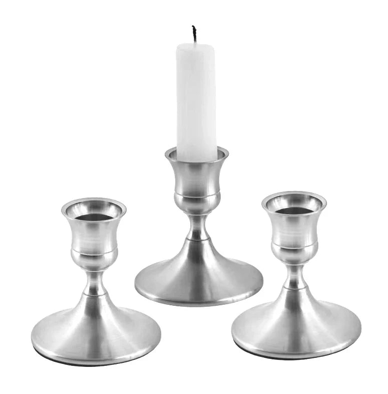 3-Piece Brass Gold Candlestick Holder Set 5.9/7.3/9.3 in (15/18.5/23.5 cm) Taper Candle Stands for Wedding & Home Decor