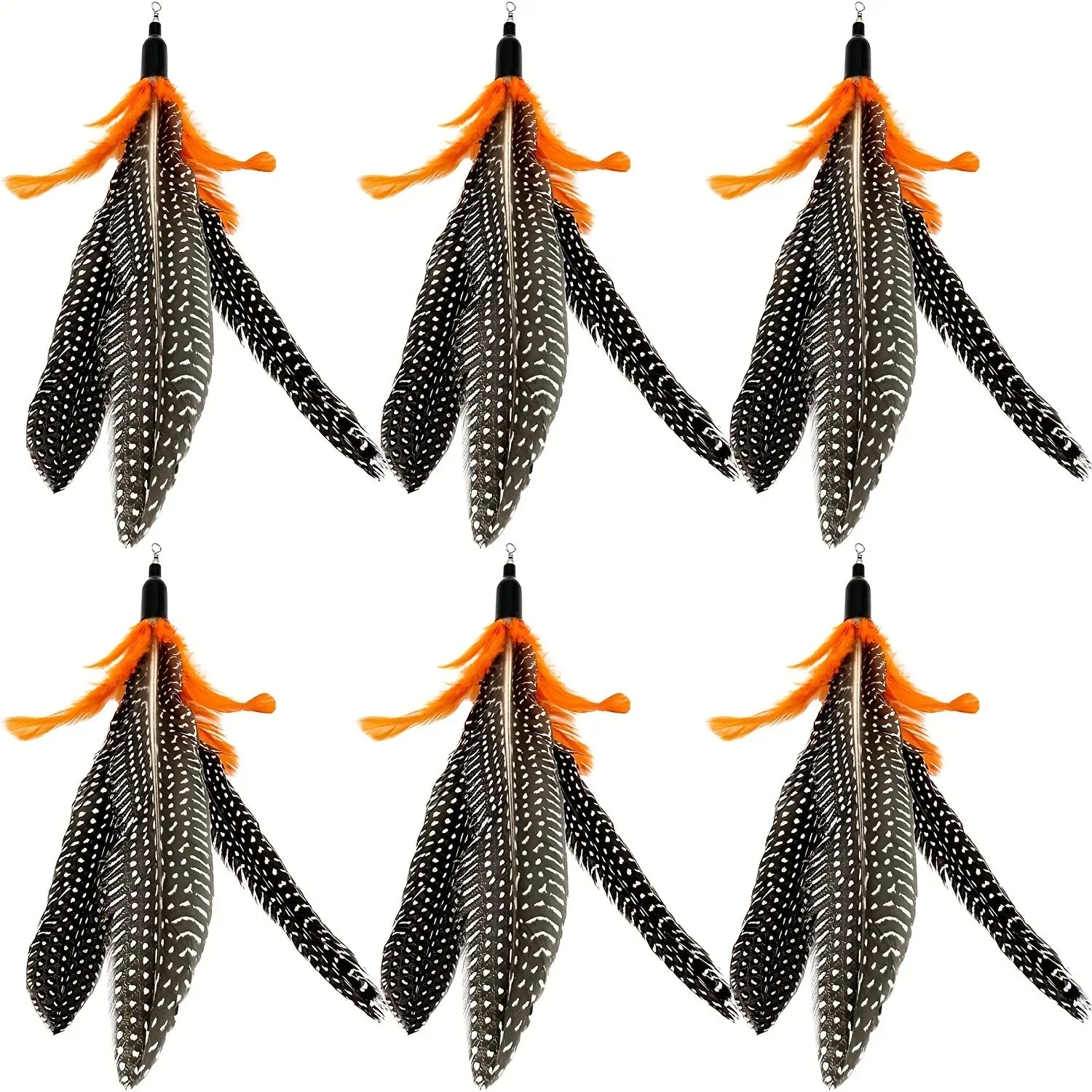 6-Pack Natural Feather Replacement Refills for Cat Wand Toys – Interchangeable Feather Teasers for Indoor Cats