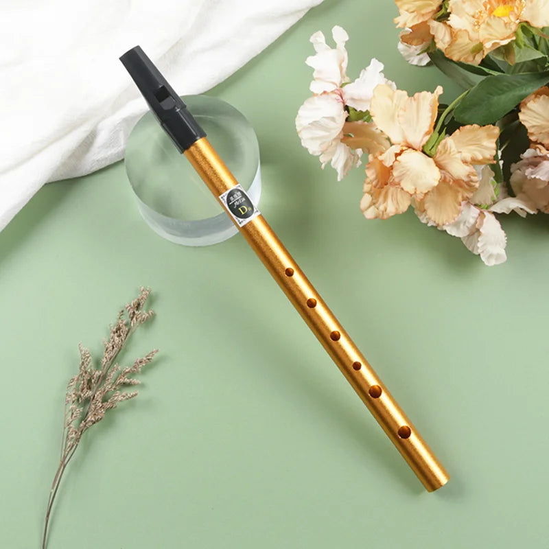 Tin Penny Whistle (C/D Key) 6-Hole Irish Whistle Flute, Alloy & ABS, Includes Music Book and Pouch