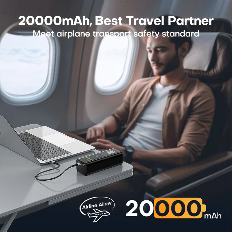 100W PD 20000mAh Portable Power Bank - Fast Charger for Laptop, iPhone & Samsung