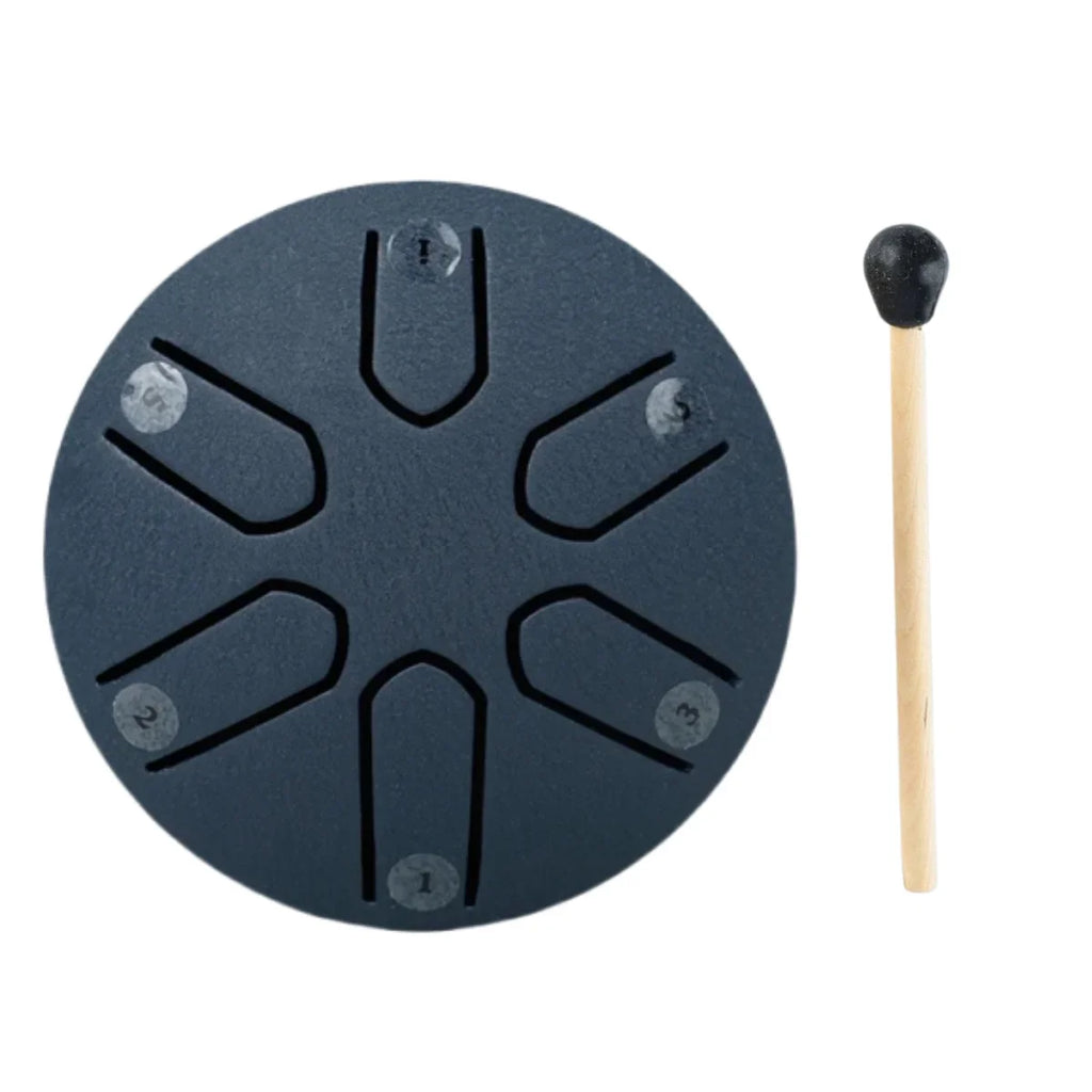 3-Inch (7.6 cm) 6-Tone Steel Tongue Drum - Mini Handpan with Drumstick, Beginner-Friendly Percussion Set