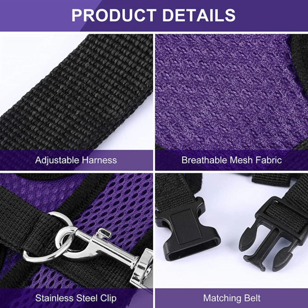 Adjustable Mesh Chicken and Duck Harness Vest with Leash Breathable Poultry Harness XS-XL