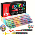 Acrylic Paint Pens Brush Tip - 12–120 Colors for Rock Painting, Wood, Canvas, Stone & DIY Crafts