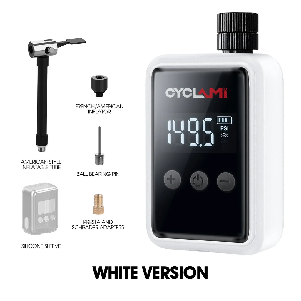 150 PSI (10.3 bar) Portable Mini Electric Tire Inflator – Rechargeable Pocket Air Pump for Bike Presta & Schrader Valves, Digital Display