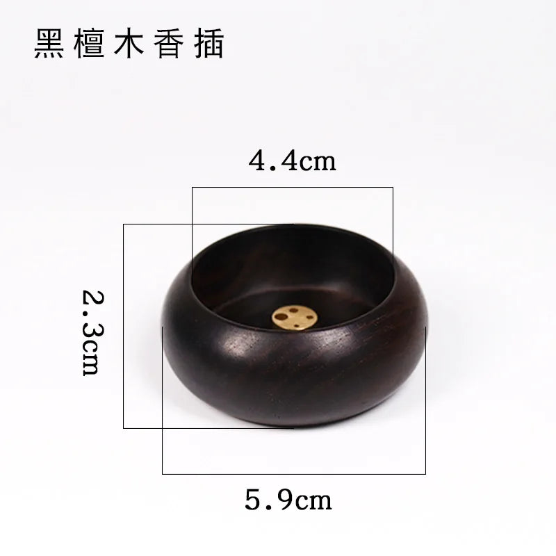 Rosewood Mini Incense Holder Bowl, 4-Hole Wooden Stick Incense Burner for Home Decor & Aromatherapy