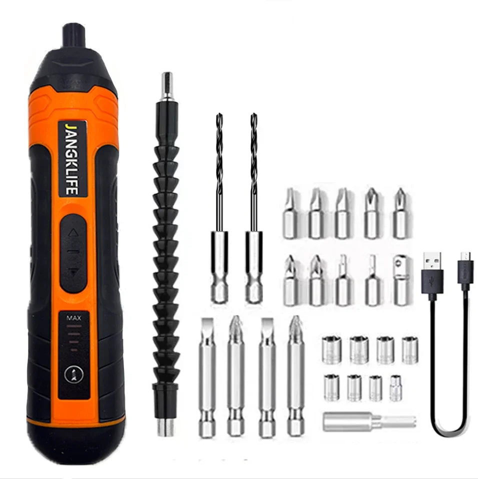 Cordless Electric Screwdriver 3.6V Rechargeable 1300mAh Mini Drill with 6.35mm (1/4") Chuck & Dual LED