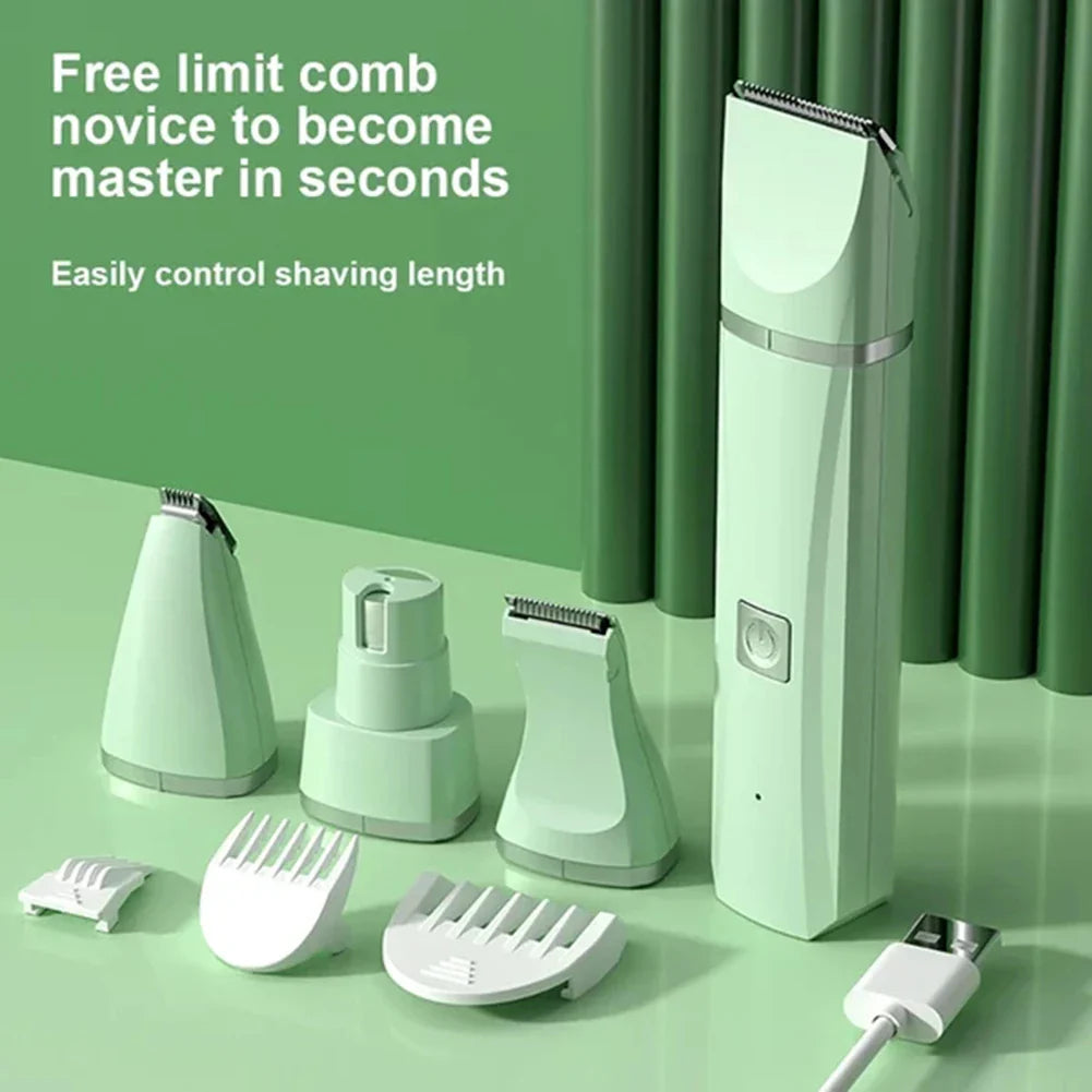 4-in-1 Waterproof Rechargeable Pet Grooming Kit — Cordless Dog & Cat Clippers with Nail Grinder & Detail Trimmer