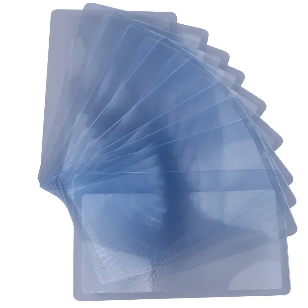 3X Fresnel Credit Card Magnifier - Transparent Wallet Size Reading Lens (Multi-Pack)