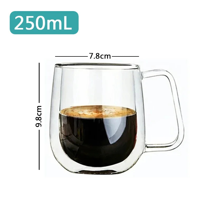 Double Wall Borosilicate Glass Mug - Heat-Resistant Insulated Tumbler for Coffee, Tea, Whiskey, Beer & Cocktails - Gift