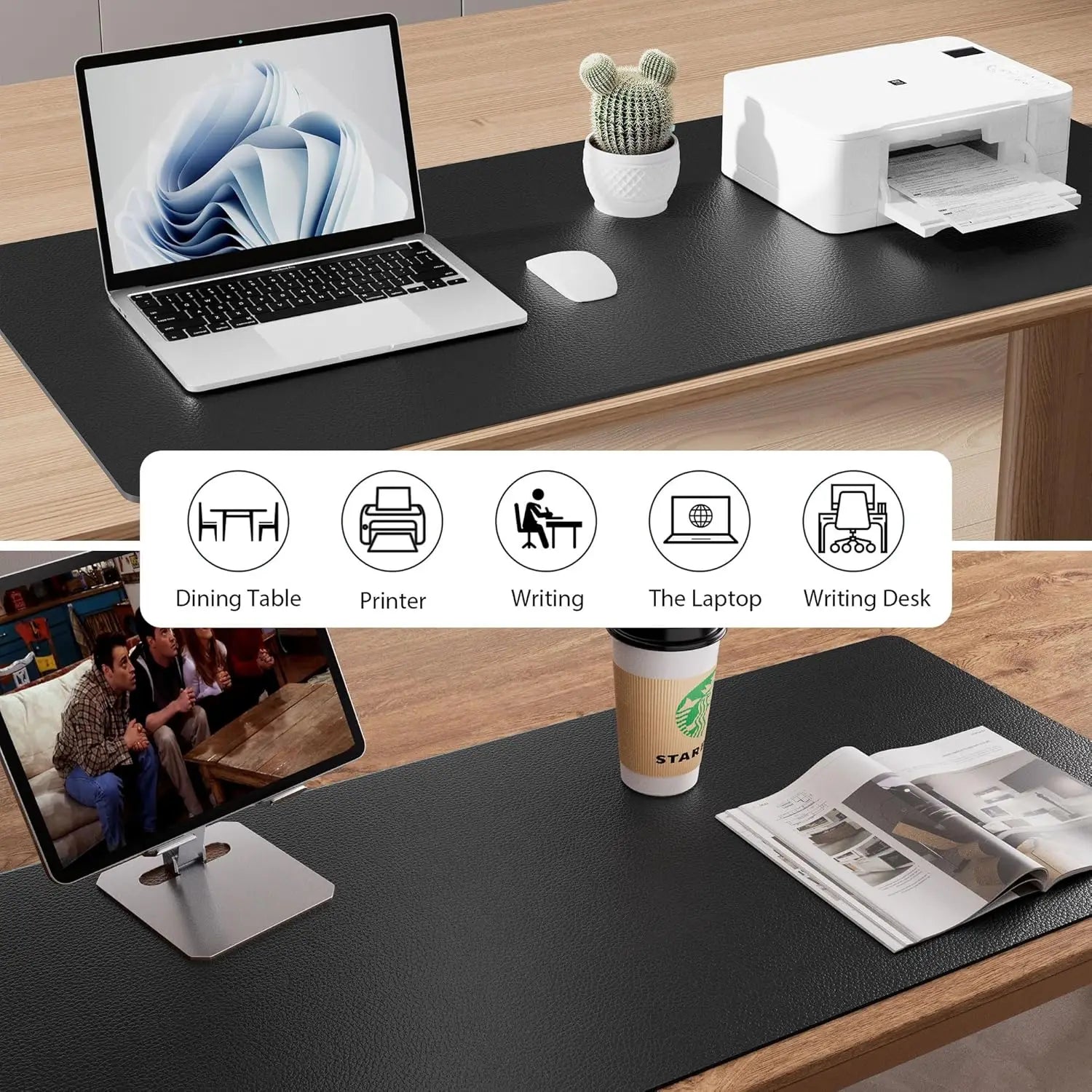 Large Waterproof PU Leather Desk Mat for Office & Home — Keyboard, Mouse & Writing Pad