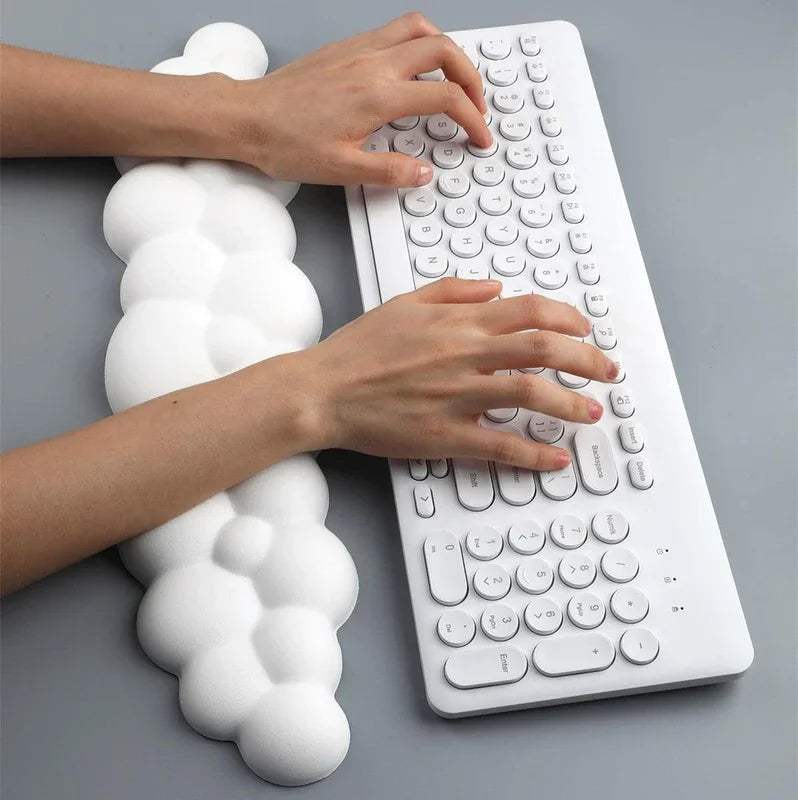 Cloud Wrist Rest for Keyboard & Mouse - Ergonomic Anti-Slip PU Fabric Palm Support, Long (430x110mm/16.93x4.33in) & Short (150x90mm/5.91x3.54in)