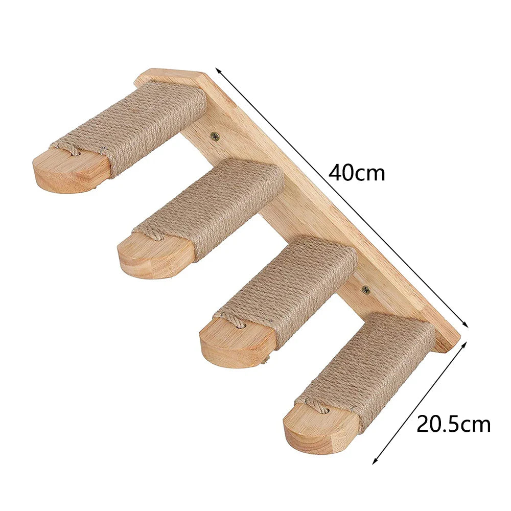 Wall-Mounted Cat Climbing Shelves with Steps, Scratching Post and Hideaway Bed