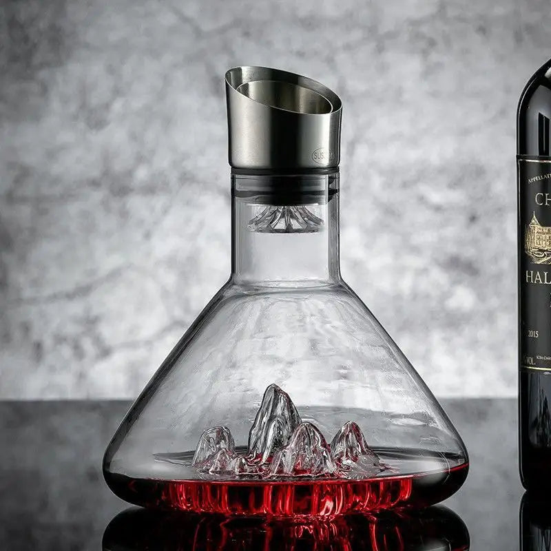 Iceberg Handmade Lead-Free Crystal Whisky and Wine Decanter Carafe with Pourer, 1.5L (1500 ml / 50.7 fl oz) Thickened Bar Dispenser