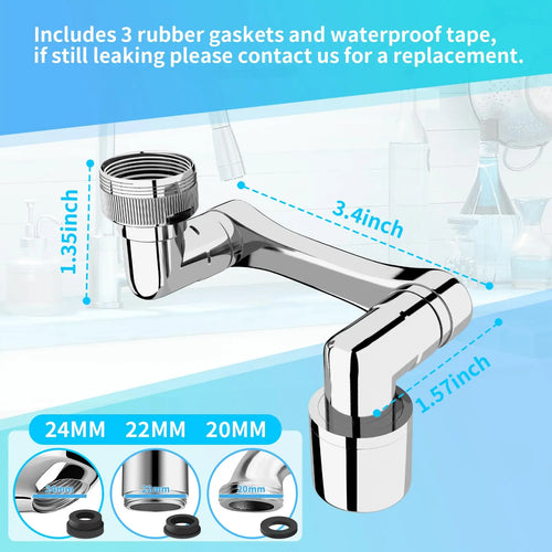 1080° Universal Rotating Faucet Extender – Dual-Mode Swivel Aerator for Kitchen & Bathroom