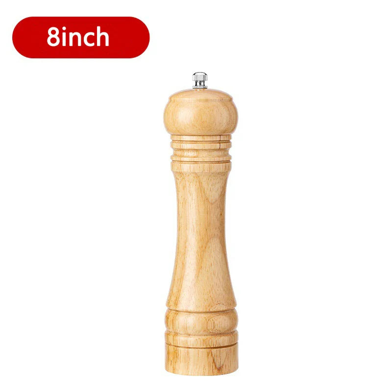 Solid Wood Salt & Pepper Mills - Refillable Spice Grinder with Adjustable Ceramic Core - 5, 8, 10 in (12.7, 20.3, 25.4 cm)