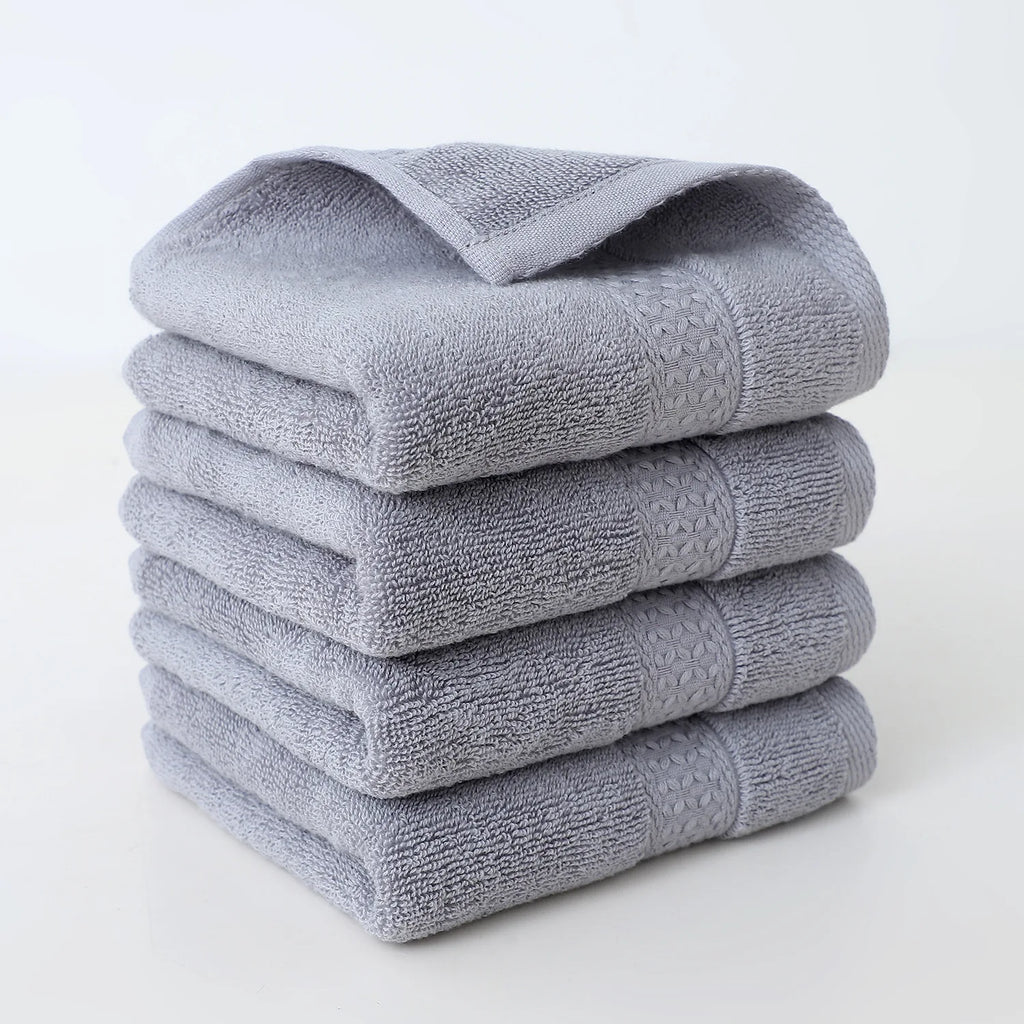 4-Pack Pure Cotton Square Face Towels 30 x 30 cm (11.8 x 11.8 in) Soft Absorbent for Face, Bath & Household