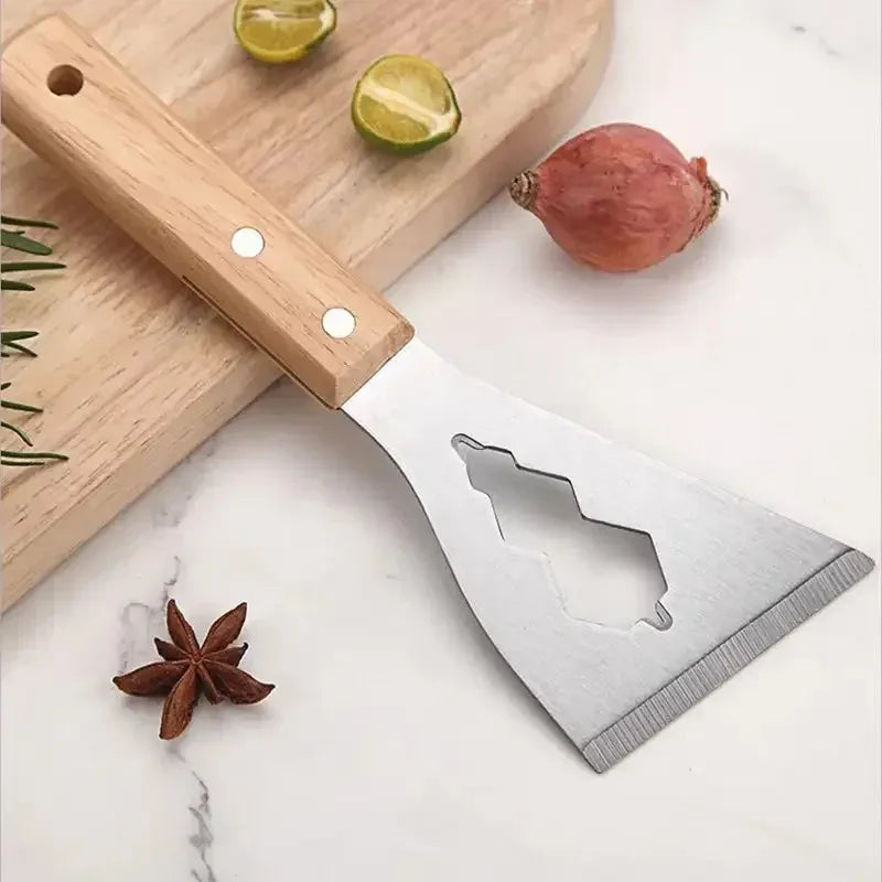 Multifunction Stainless Steel Putty Knife with Wooden Handle, Heavy-Duty Ash Scraper and Paint/Cement Scraper