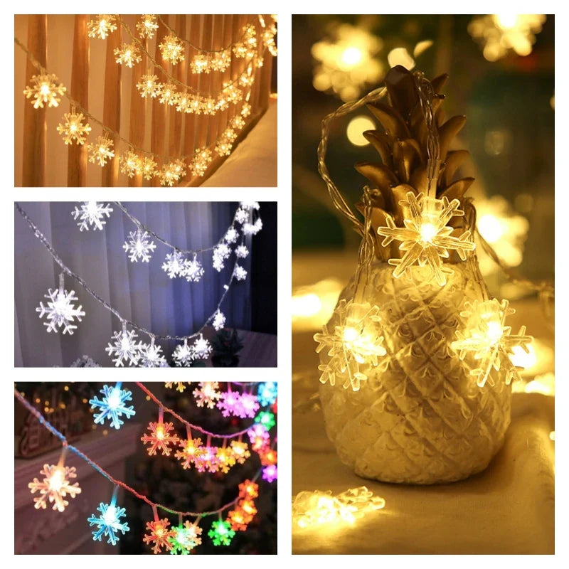 Snowflake USB LED String Lights — Multicolor Fairy Lights for Christmas Tree, Room & Wedding (1.5m/3m/4.5m/6m, 10–40 LEDs)