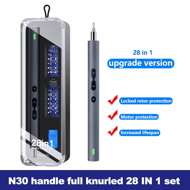 28/62-in-1 Precision Electric Screwdriver Kit — Rechargeable Cordless Mini Repair Tool Set for Phones, Laptops & Electronics
