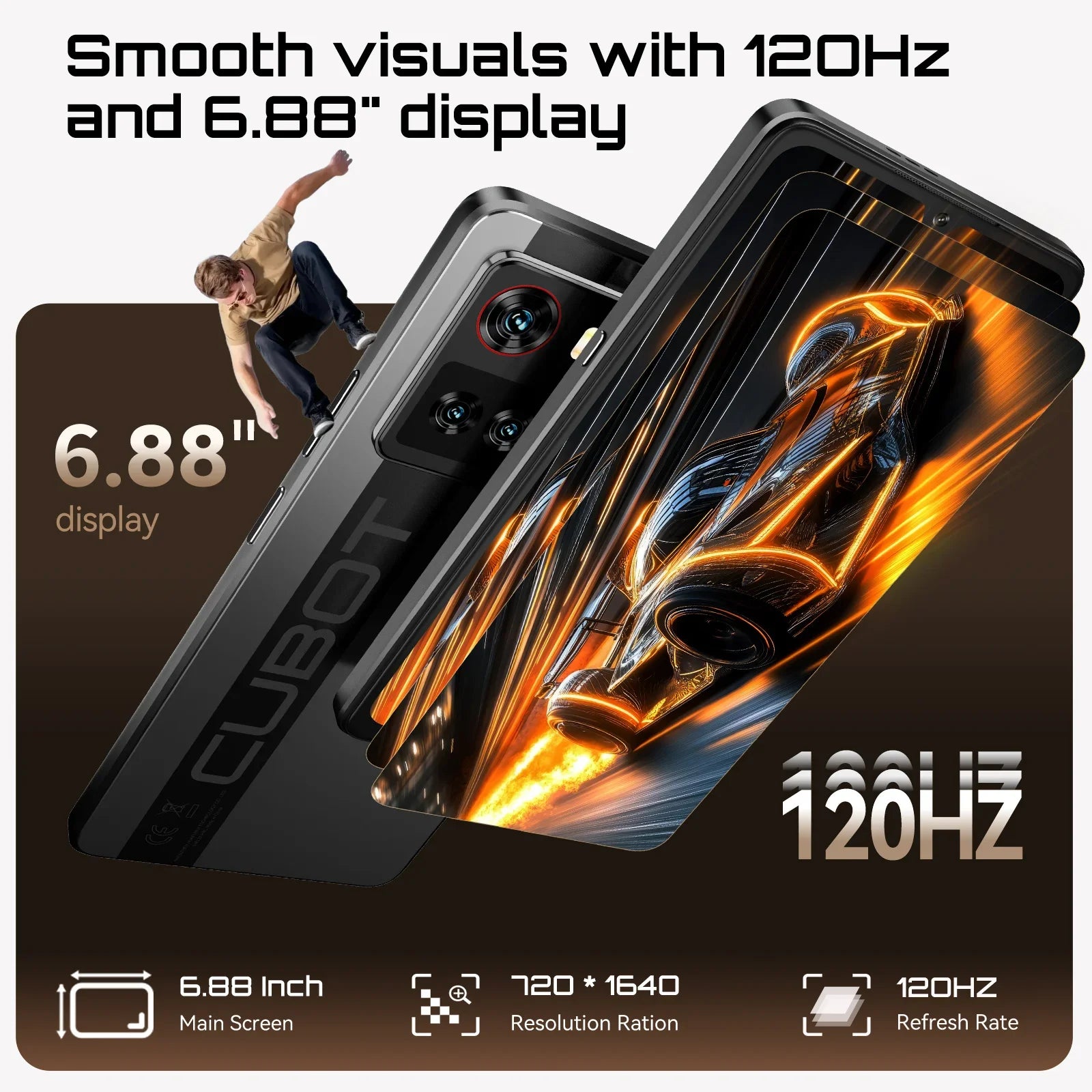 5G Smartphone Android 15 – Dimensity 7025 Octa-Core, 6.88-inch 120Hz IPS, 16GB (8+8) RAM & 256GB, 64MP Triple Camera, 5100mAh 33W Fast Charge