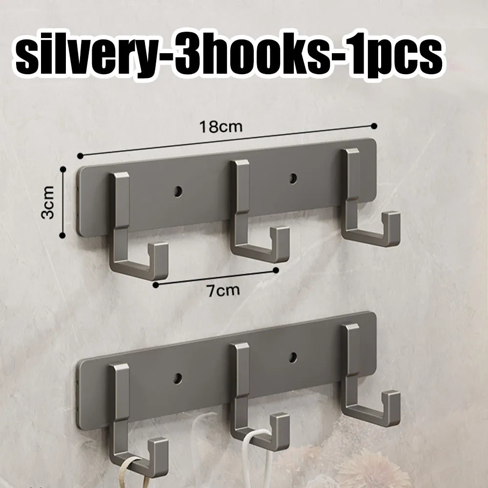 Heavy-Duty Adhesive Wall-Mounted Towel and Clothes Hook - No-Drill Stainless Steel Multi-Hook for Bathroom and Kitchen