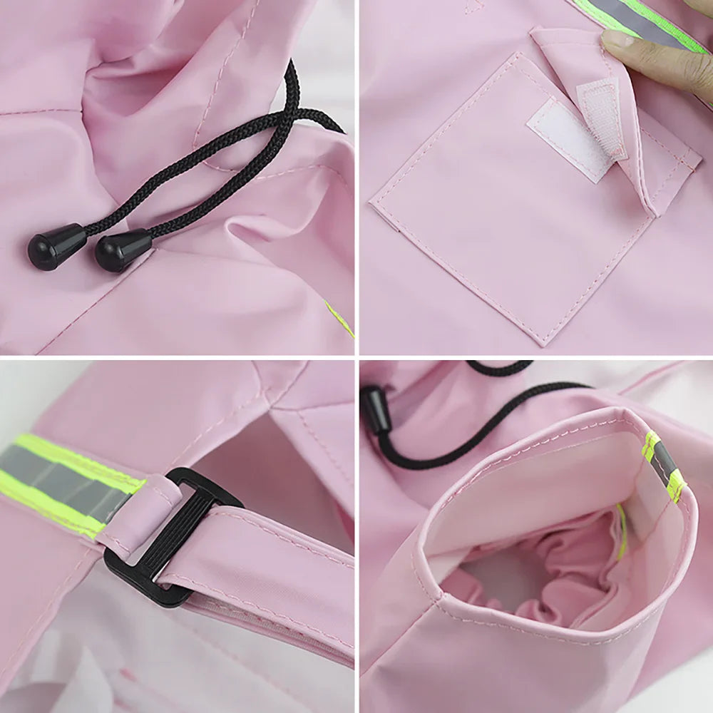 Large Hooded Dog Raincoat Waterproof Windproof Reflective Cloak for Corgi and Puppy