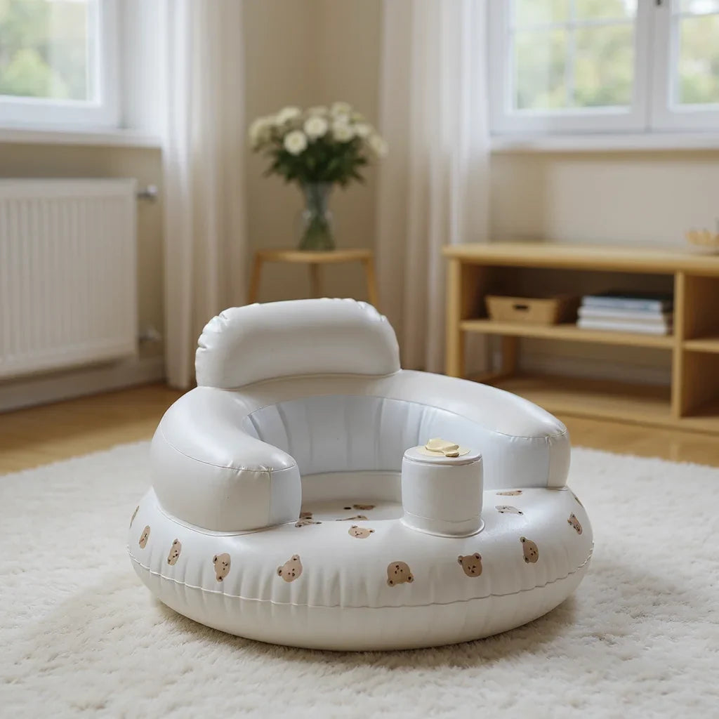 Portable Inflatable Baby Seat — PVC Infant Sofa & Bath Stool, Multifunctional Learning/Sitting Practice Chair (57×48×35 cm / 22.4×18.9×13.8 in)