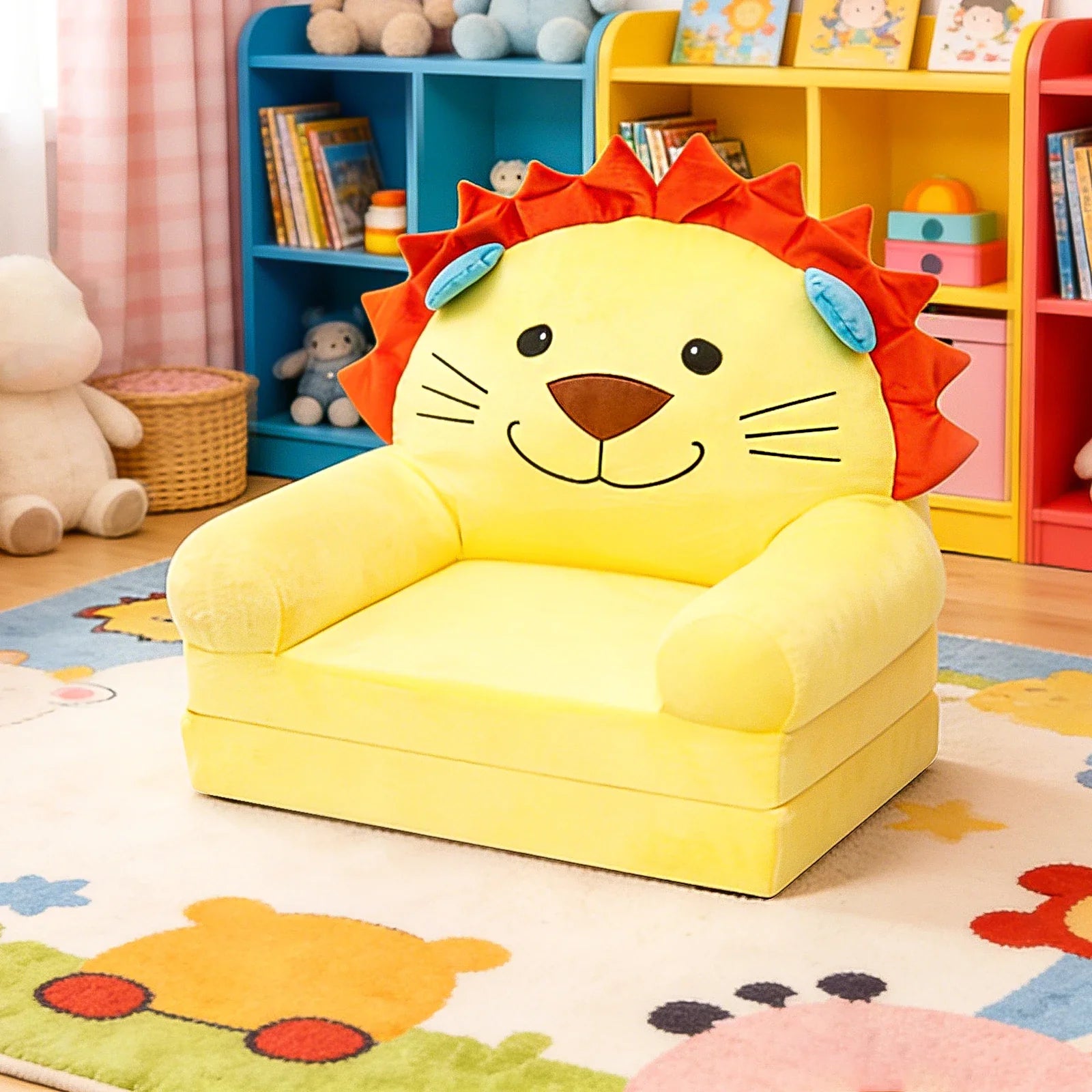 Foldable Kids Sofa Toddler Armchair (Ages 1-4) – Foam-Filled Convertible Seat & Sleeping Mat for Reading Nursery Bedroom