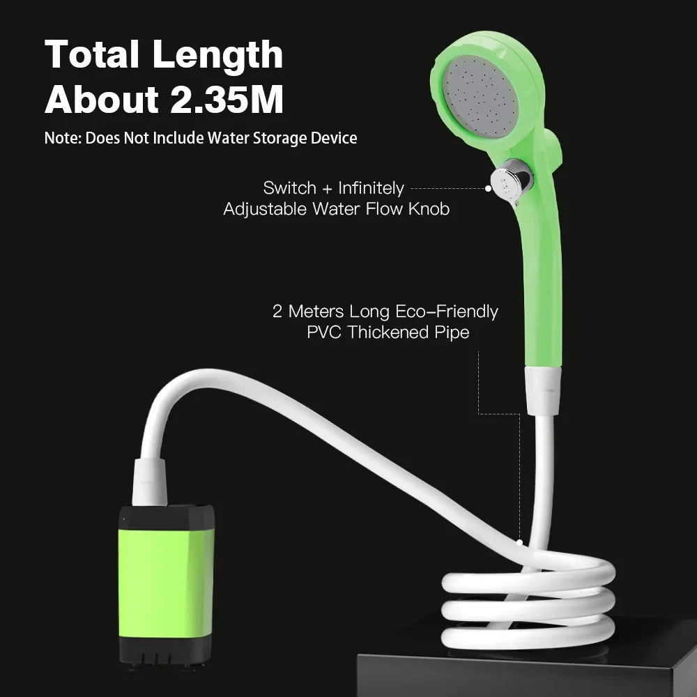 Portable 6000mAh Camping Shower Pump - Rechargeable RV Outdoor Shower Kit with Digital Display