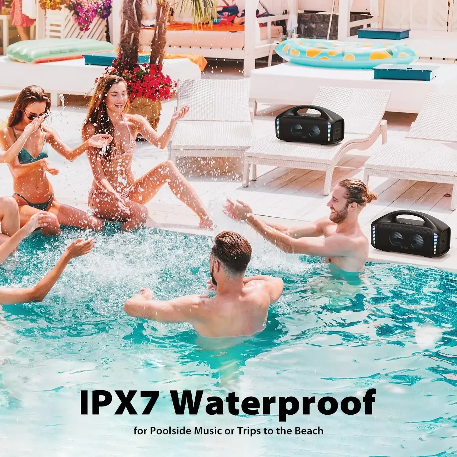 90W Portable Bluetooth Party Speaker IPX7 Waterproof — 30H Playtime, 32 LED Lights, Powerbank & Bluetooth 5.3