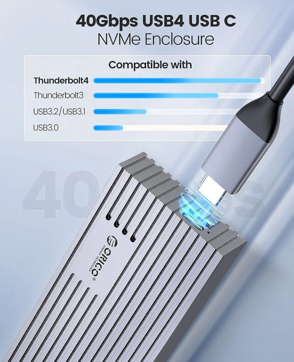 USB4 40Gbps NVMe M.2 SSD Enclosure — USB-C External PCIe 3.0 x4 Case (Thunderbolt 3/4 Compatible)